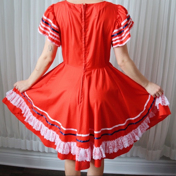 Vintage Red Square Dancing Dress - Picture 6 of 7